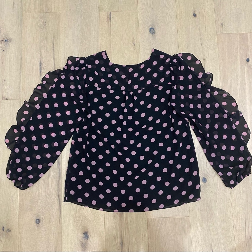 Laura | Black Polka Dot Ruffle Sleeve Long Sleeve Blouse 🖤 - Picture 9 of 14